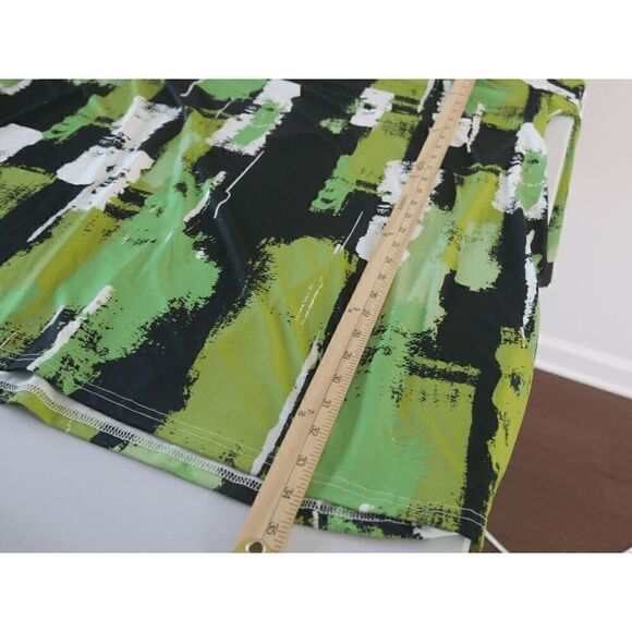 Bon Apple Tea Women's Green & Black Abstract Tie-Sleeve Off-Shoulder Tunic Dress - Picture 7 of 8